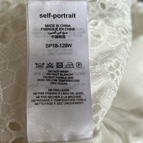 SELF-PORTRAIT White Asymmetric Floral Embroidered Eyelet Broderie Top Sz 0 - Picture 14 of 16